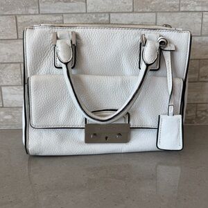 Michael Kors White Leather Handbag crossbody.